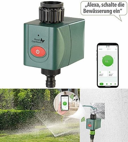 Bewässerung smart steuern und anpassen: Royal Gardineer WLAN-Bewässerungscomputer BWC-610 mit Ventil, Wetterdatenabgleich per App