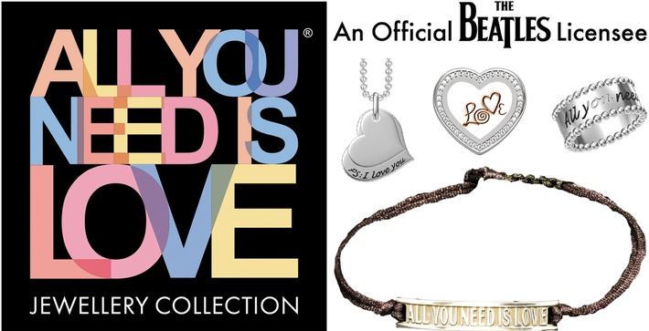 ALL YOU NEED IS LOVE Schmuckkollektion / Lizenznehmer startet Crowdfunding für Beatles-Schmuck