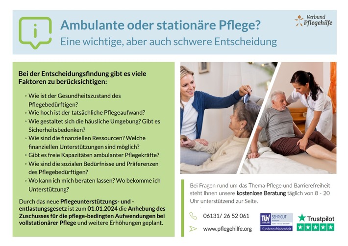 Ambulante oder stationäre Pflege? Eine wichtige, aber auch schwere Entscheidung