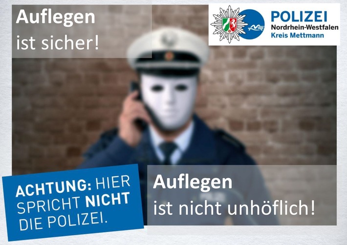 POL-ME: &quot;Falsche Polizeibeamte&quot;: &quot;Ich lache später&quot; - resoluter 91-Jähriger fällt nicht auf Trickbetrüger rein - Erkrath - 2002048