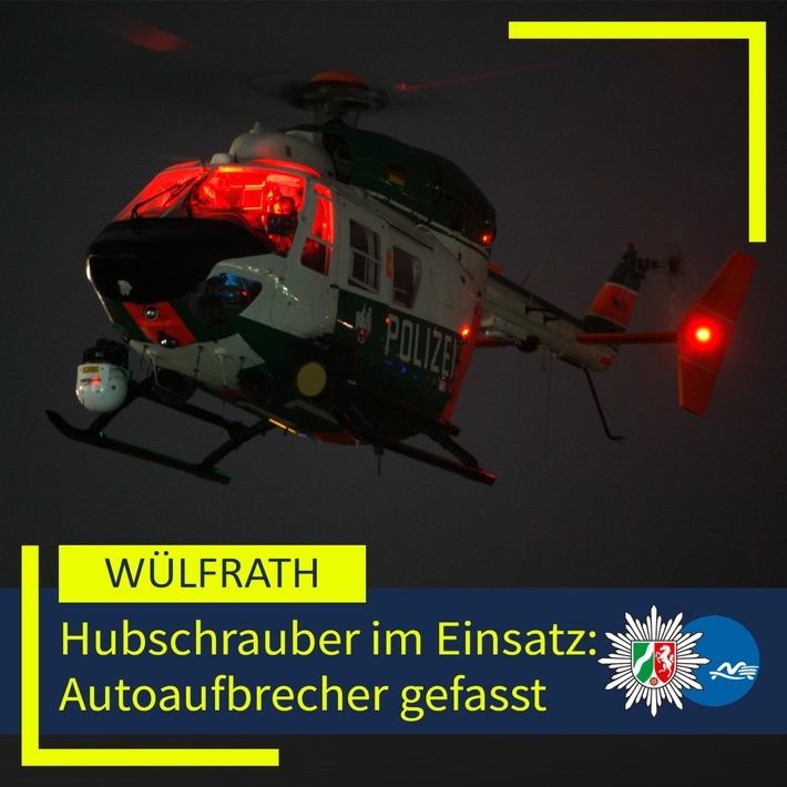 POL-ME: Einsatz mit dem Polizeihubschrauber: Polizei fasst mutmaßliche Autoaufbrecher - 2506092