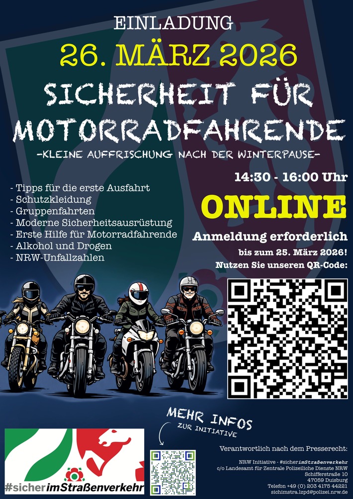 POL-NE: Bestens informiert: Online-Veranstaltung für Motorradfahrende