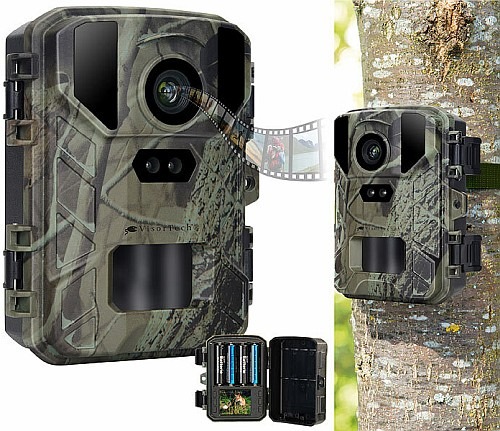 Wildkamera für Tag- & Nachtaufnahmen: VisorTech Wildkamera WK-440 mit 50 Megapixel, interpolierter 4K-Auflösung und No-Glow-IRs