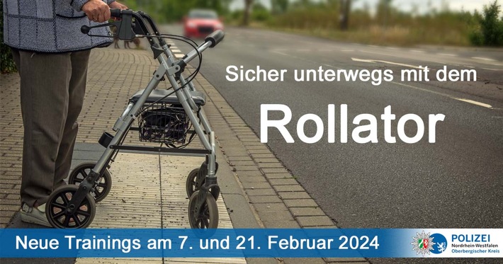 POL-GM: Sicher unterwegs mit dem Rollator - Polizei und Stadt Gummersbach bieten im Februar zwei Rollator-Trainings an