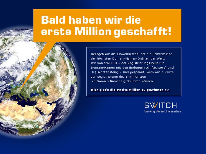 SWITCH: Bald eine Million Domain-Namen in der Schweiz