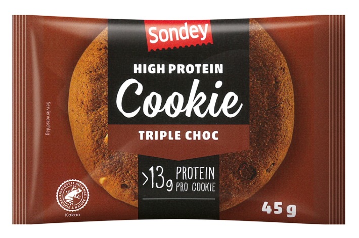 Die Georg Parlasca Keksfabrik GmbH informiert über einen Warenrückruf des Produktes "Sondey High Protein Cookie Triple Choc, 45g"