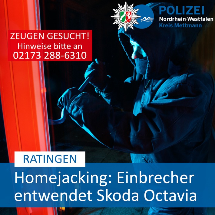 POL-ME: "Homejacking": Einbrecher entwenden Skoda Octavia - Ratingen - 2001061