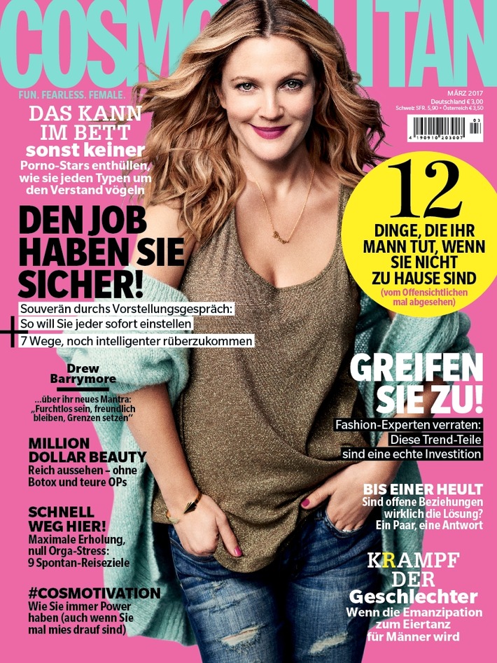 Drew Barrymore in COSMOPOLITAN: &quot;Ich habe mich dafür entschieden, glücklich zu sein. Glück ist eine Wahl.&quot;