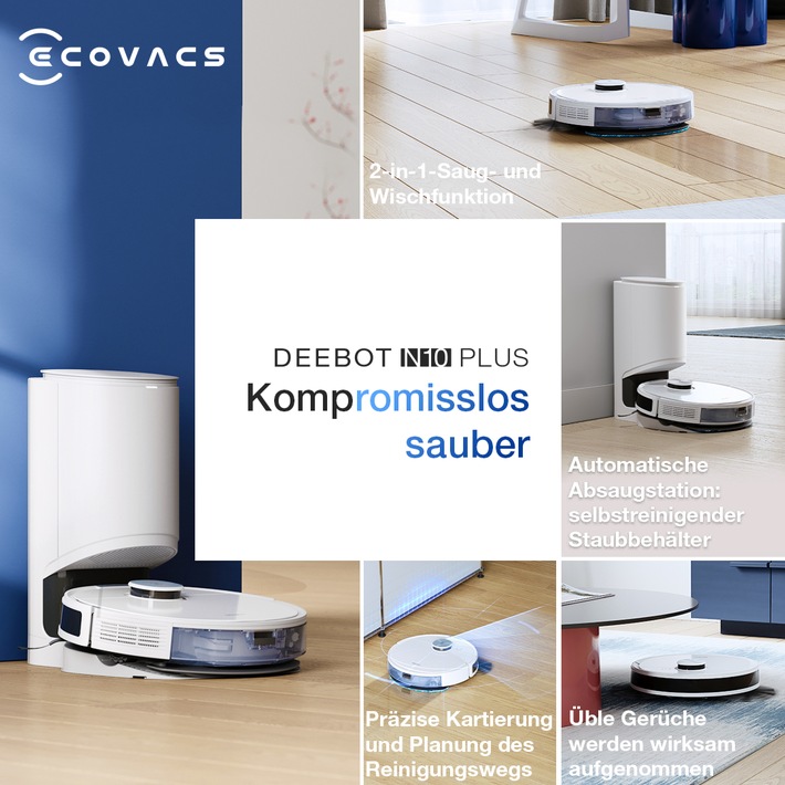 Deebot N10 Plus: kompromisslos sauber / Der neueste DEEBOT der N Serie kombiniert eine um +87 % verbesserte Saugleistung und hochpräzise Kartierung für eine perfekt zugeschnittene Reinigung