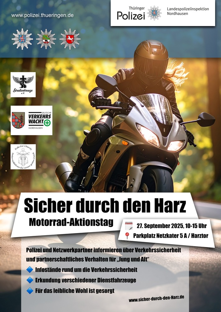 LPI-NDH: "Sicher durch den Harz" - Polizei lädt Motorradfahrer zum Saisonabschluss ein