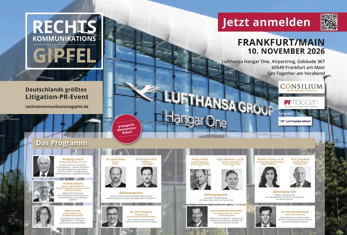 Rechtskommunikationsgipfel am 10. November 2026 in Frankfurt am Main