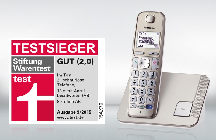 Stiftung Warentest: Testsieg für das Panasonic Großtastentelefon KX-TGE210 / Schwestermodell KX-TGE220 bestes Gerät mit Anrufbeantworter / Panasonic KX-TGK320 bestes Designtelefon im Test