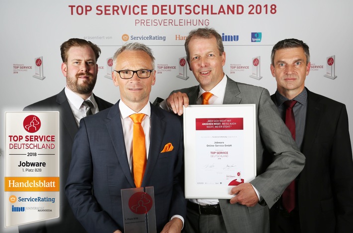 Die Nummer Eins im Service steht fest / Jobware punktet im Wettbewerb TOP SERVICE Deutschland 2018