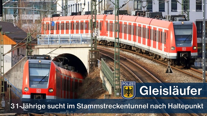 Bundespolizeidirektion München: Frau im Tunnel der S-Bahnstammstrecke aufgegriffen - 31-Jährige bei der Sachverhaltsklärung unkooperativ