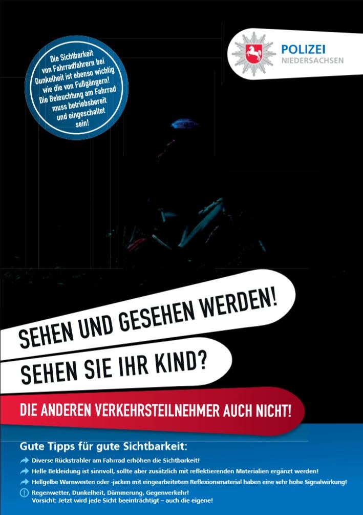 POL-CLP: Verkehrspräventionstipp: 
Sicherheit durch Sichtbarkeit - Wie komme ich mit Fahrrad und zu Fuß sicher durch die dunkle Jahreszeit?