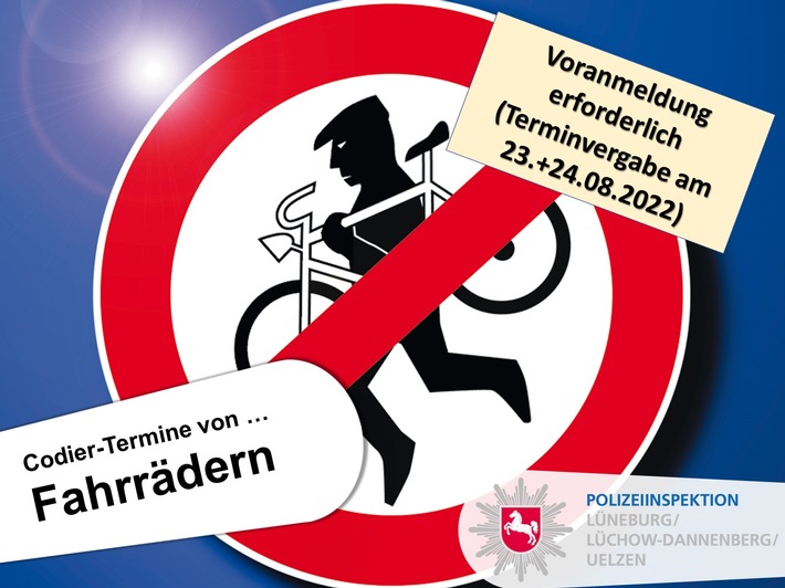 POL-LG: ++ "Endspurt" im Landkreis Lüchow-Dannenberg -> die letzten Codiertermine für das Jahr 2022 - Termine in Hitzacker, Dannenberg, Clenze und Lüchow - nur mit Voranmeldung ++
