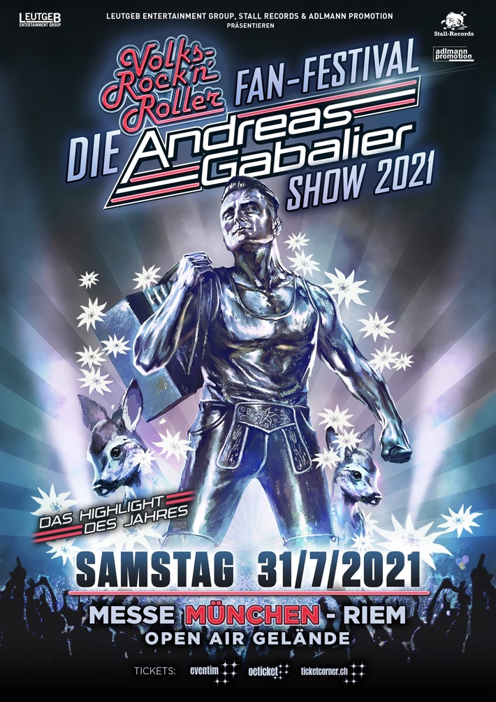 Konzertverschiebung: "DIE" ANDREAS GABALIER SHOW 2021 in München / 365 - Die magische Zahl für alle Volks-Rock´n´Roller Fans