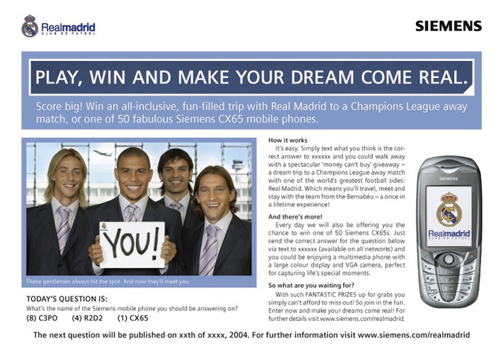 Einen Tag an der Seite von Ronaldo & Co: Siemens nutzt Sportsponsoring für internationale Marketing-Promotion