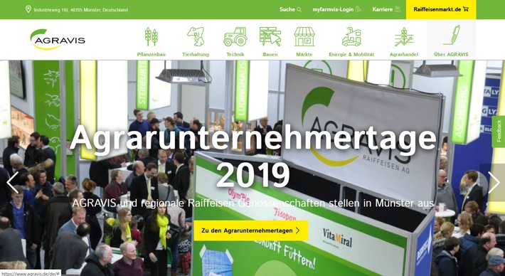 Agravis Raiffeisen AG: Neue Konzern-Website ist online