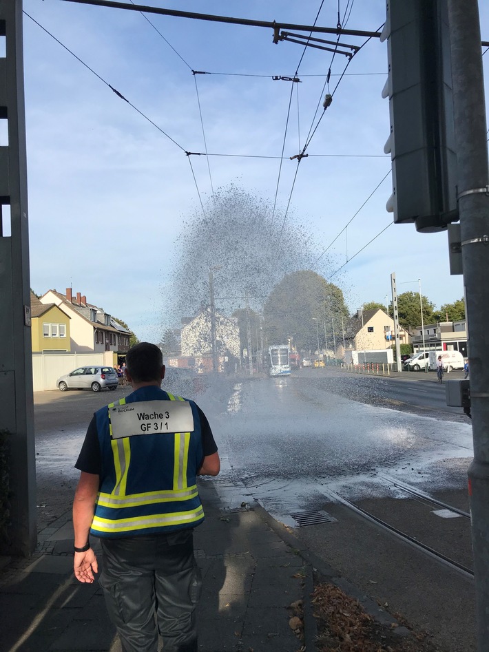 FW-BO: Wasserfontäne auf dem Castroper Hellweg