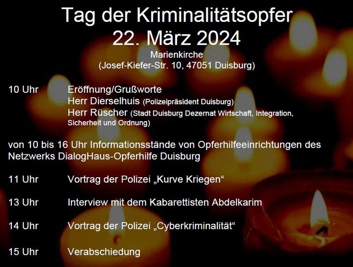 POL-DU: Stadtmitte: Tag der Kriminalitätsopfer - Informationsveranstaltung in der Marienkirche