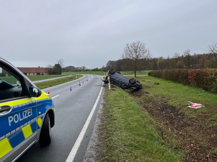 POL-COE: Billerbeck, L577/ Auto überschlägt sich