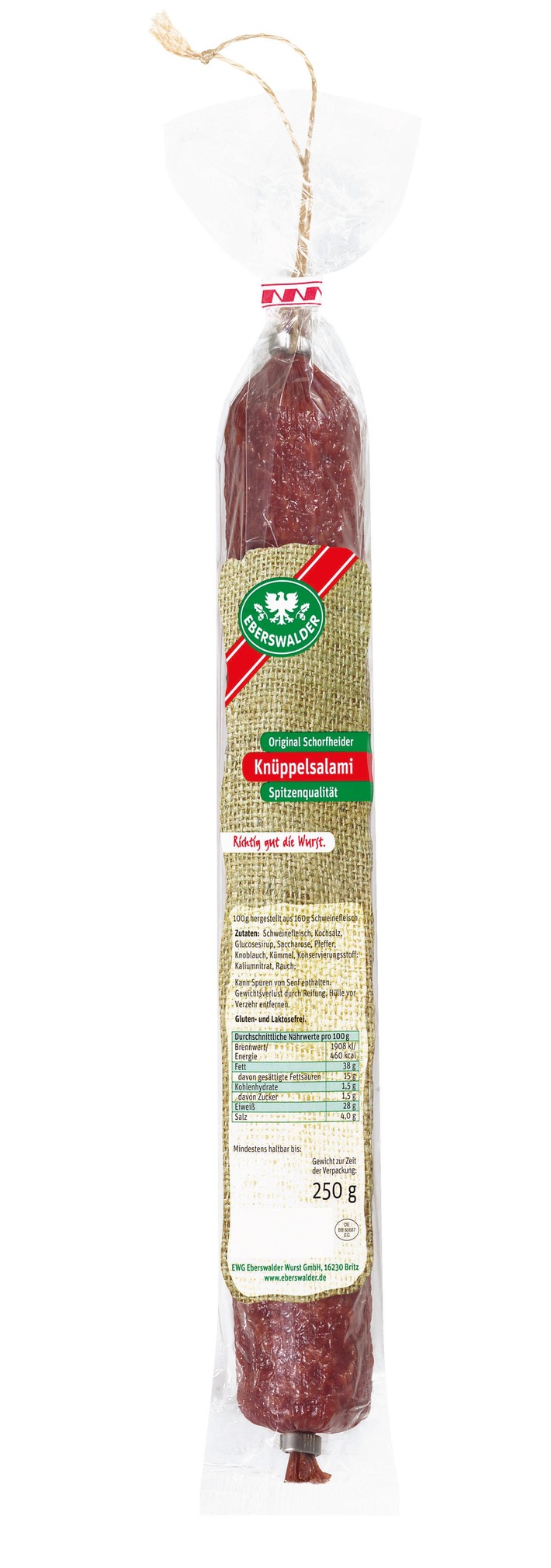 Der Hersteller EWG Eberswalder Wurst GmbH informiert über einen Warenrückruf des Produktes &quot;Eberswalder Original Schorfheider Knüppelsalami, 250 g&quot;