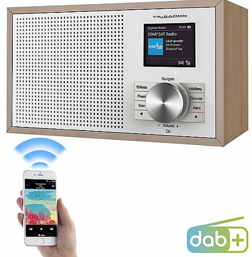 Genuss für die Ohren und Augen: VR-Radio Digitales DAB+-Radio DOR-220, 2,4"/6,1-cm-Farbdisplay, Bluetooth, Holzgehäuse