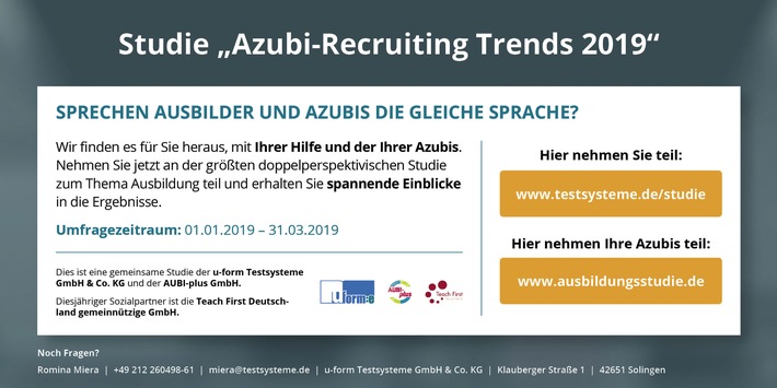 Duale Ausbildung aus verschiedenen Perspektiven / Studie &quot;Azubi-Recruiting Trends&quot;: 2019 zum zehnten Mal