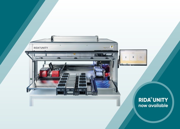 Das RIDA®UNITY System von R-Biopharm für die vollautomatische Real-Time-PCR / Weiterer Text über ots und www.presseportal.de/nr/129757 / Die Verwendung dieses Bildes ist für redaktionelle Zwecke unter Beachtung ggf. genannter Nutzungsbedingungen honorarfrei. Veröffentlichung bitte mit Bildrechte-Hinweis.