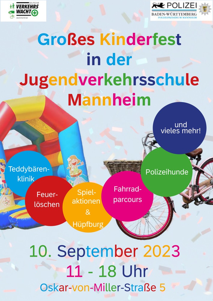POL-MA: Mannheim: Endlich wieder! Großes Kinderfest in der Jugendverkehrsschule am 10.09.2023