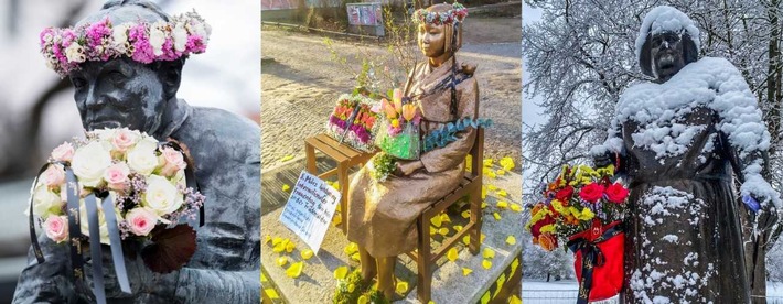 Fleurop setzt ein Zeichen zum Internationalen Frauentag / Blumenschmuck für weibliche Statuen und Denkmäler deutschlandweit