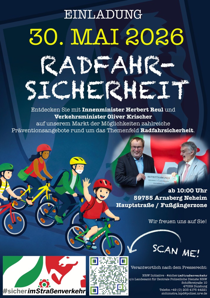 POL-HSK: LAST CALL: Große Präventionsveranstaltung zur Radfahrsicherheit am Samstag in Neheim