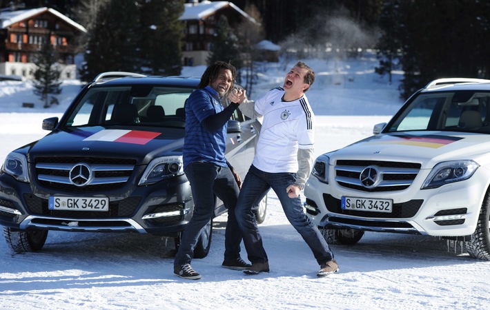 Mercedes-Benz Driving Experience mit Andreas Möller und Christian Karembeu vor dem Länderspiel Frankreich gegen Deutschland / Heißes Duell auf Schnee und Eis: Deutschland besiegt Frankreich