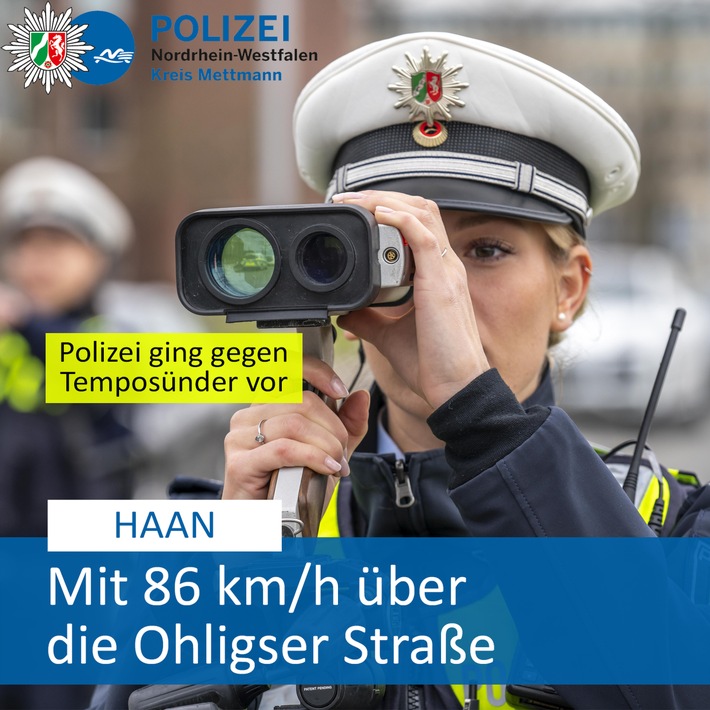 POL-ME: Geschwindigkeitskontrollen: 16 waren zu schnell unterwegs - Haan - 2409058