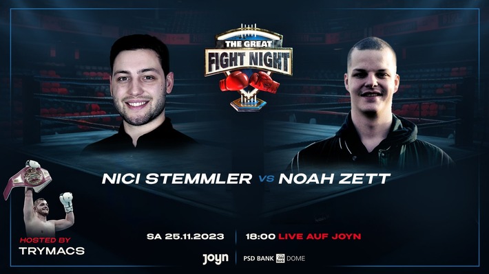 Boxer Zuwachs für das größte Box-Spektakel Deutschlands: Nicolas Stemmler vs. Noah Zett kämpfen bei &quot;The Great Fight Night&quot; am 25. November 2023 live auf Joyn