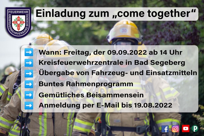 FW-SE: Einladung zur &quot;Come Together&quot; Veranstaltung des Kreisfeuerverbades Segeberg am 09.09.2022 (Vertreter*innen der Presse)