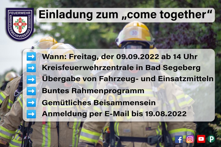 FW-SE: Einladung zur "Come Together" Veranstaltung des Kreisfeuerverbades Segeberg am 09.09.2022 (Vertreter*innen der Presse)