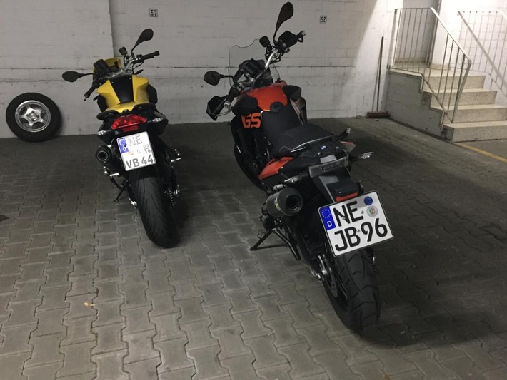 POL-NE: Zwei Motorräder aus Tiefgarage entwendet (Fotos anbei)
