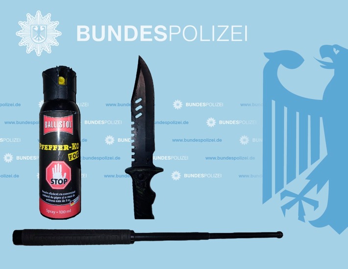 BPOLI LUD: Waffenfund bei Grenzkontrolle - Bundespolizei stellt mehrere verbotene Gegenstände sicher