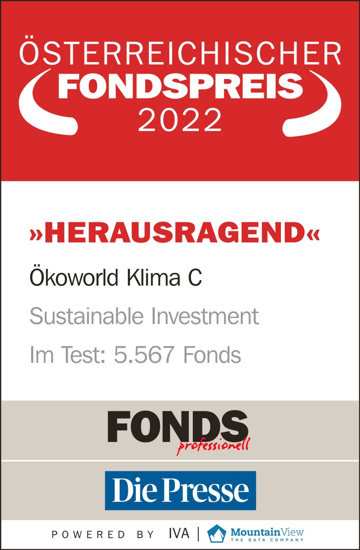 Ausgezeichneter Klimaschutz: DEUTSCHER UND ÖSTERREICHISCHER FONDSPREIS 2022 für ÖKOWORLD KLIMA