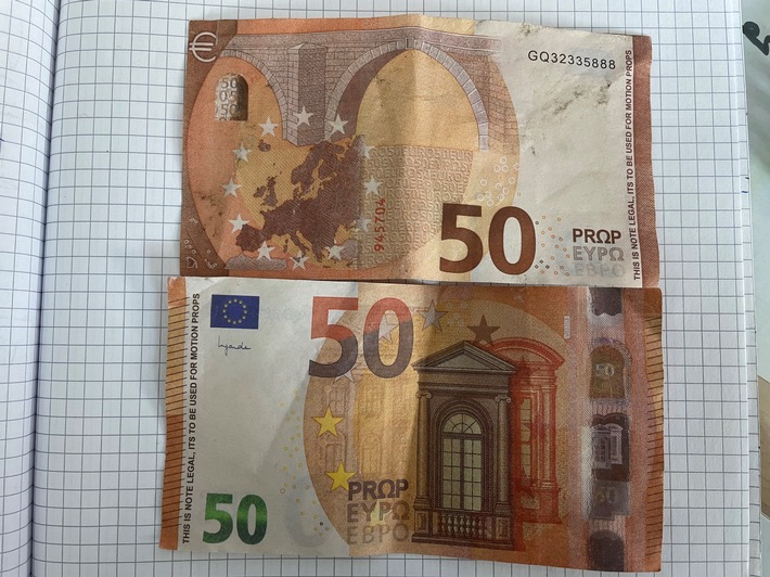 POL-GÖ: (313/2025) "This is note for legal use. Its to be used for motion probs." - Unbekannte verteilen "Filmgeld" in Osterode, Polizei warnt vor falschen 50 Euro Scheinen