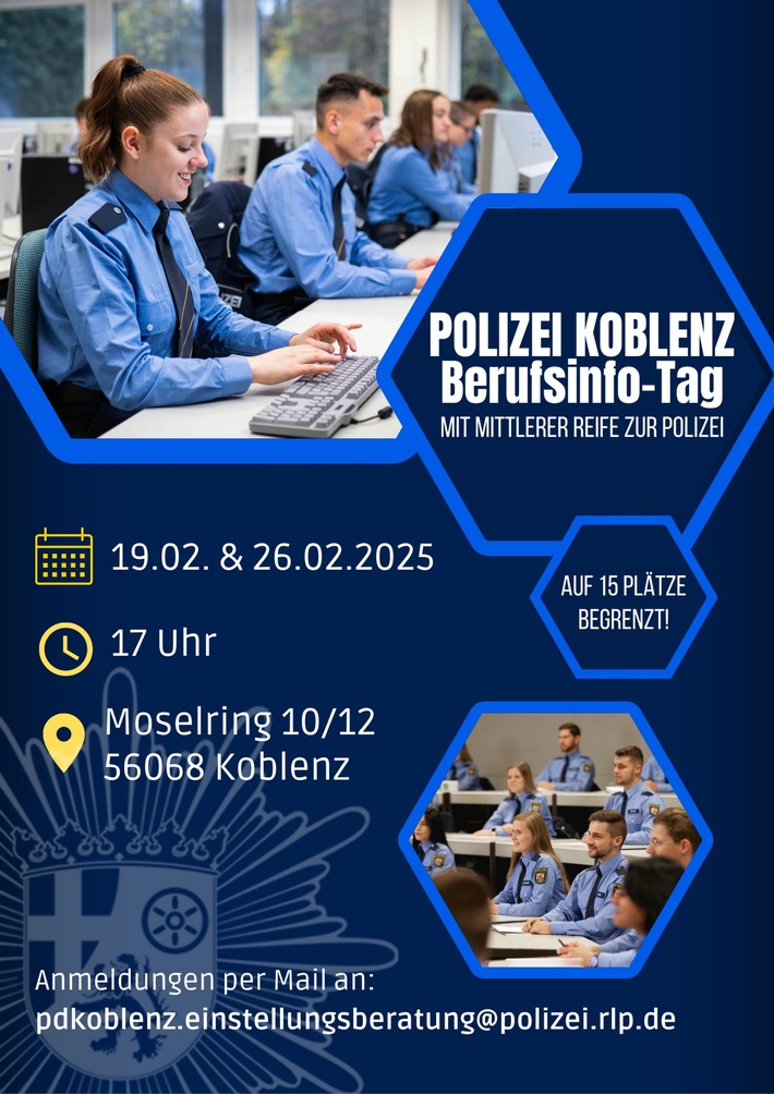 POL-PPKO: Berufsinfo-Tag bei der Polizei Koblenz: Letzte Plätze sichern!