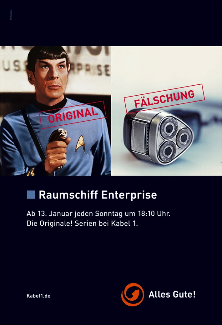 Original oder Fälschung??? / Kabel 1 startet Werbekampagne zum Serienstart von "Raumschiff Enterprise" / Die Originale! Serien bei Kabel 1!