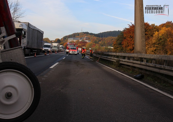FW-MK: Motorradunfall auf der Autobahn 46