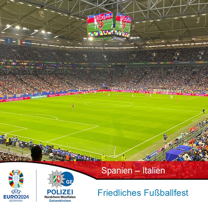 POL-GE: Friedliches Fußballfest in Gelsenkirchen - Italien- und Spanienfans feiern gemeinsam