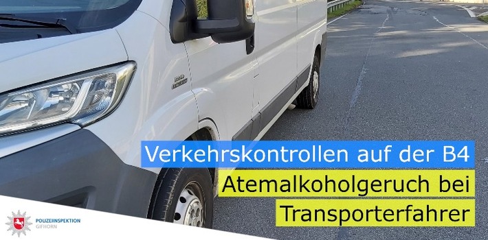 POL-GF: Verkehrskontrollen auf der B 4 - Atemalkoholgeruch bei Transporterfahrer