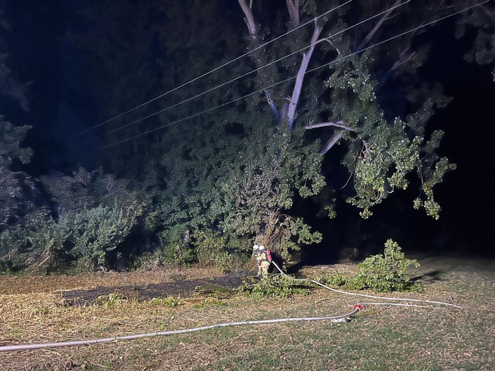 FW Rheurdt: Abgebrochener Ast verursacht Brand und flächendeckenden Stromausfall