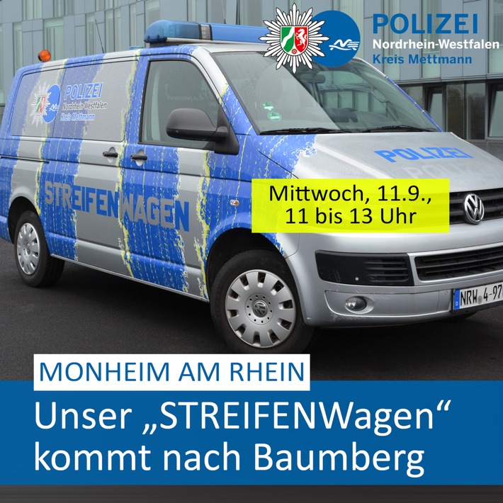 POL-ME: Die Polizei lädt zum Gespräch am "Streifenwagen" ein - Monheim am Rhein - 2409018