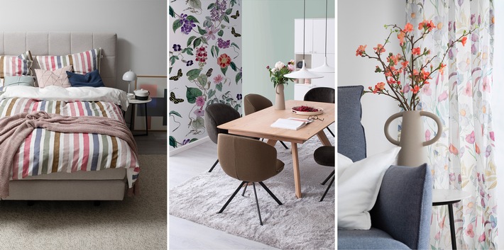 Frühlingserwachen mit frischen Farben, floralen Dessins und flexiblen Möbel